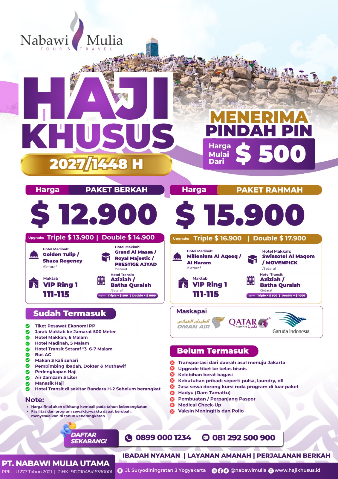 Detail Harga dan Fasilitas Paket Haji Khusus Nabawi Mulia